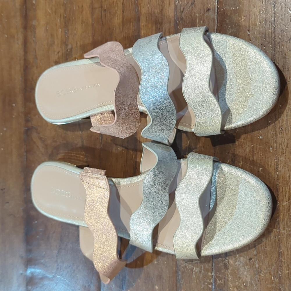 BCBGeneration sandals size 9.5 silver and pink in color